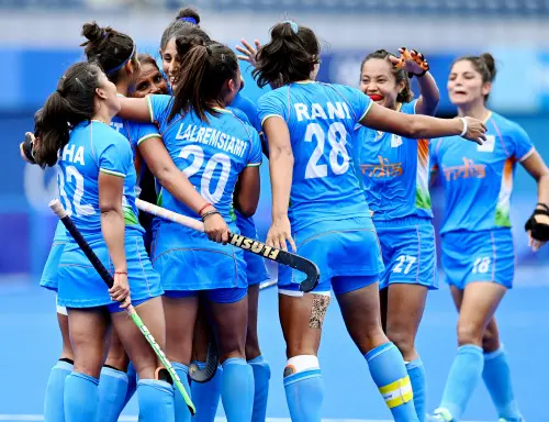Indian Women's Hockey team celebrate during India vs Australia match I Photo:ANI