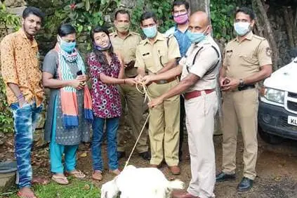 Gayathri all excited to receive new baby goat gifted by 'Police uncles'