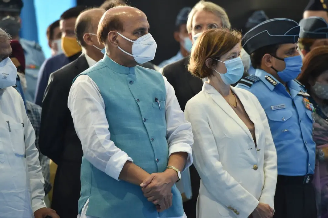 Defence Minister Rajnath Singh, his French counterpart Florence Parly, Chief of Defence Staff Gen Bipin Rawat and Air Chief Marshal RKS Bhadauria were among the dignitaries who attended the ceremony | PTI PHOTO