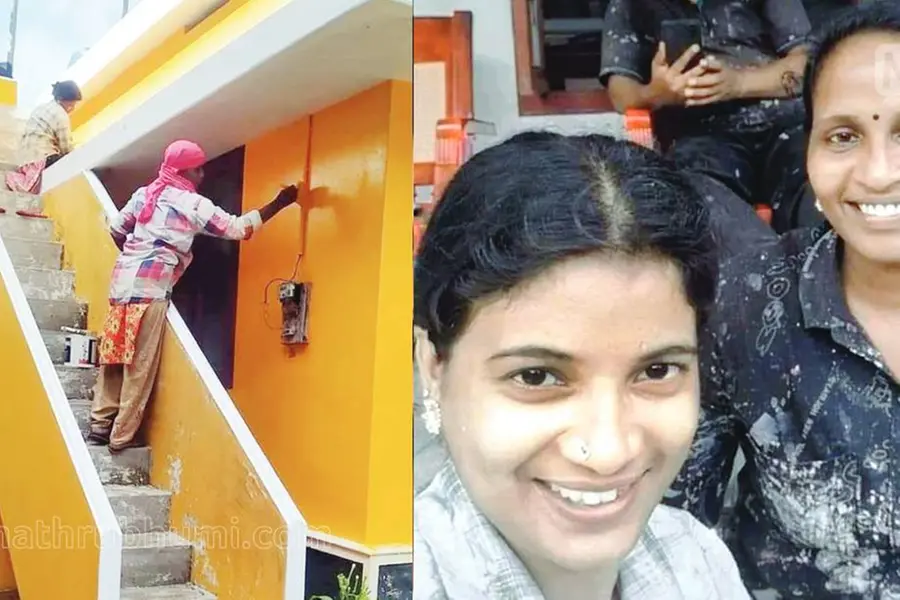 Brushing aside gender norms, two women from Kottayam take up painting job to support families