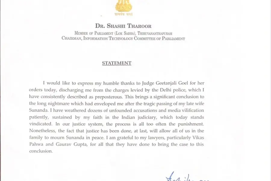 Verdict a great relief, says Shashi Tharoor