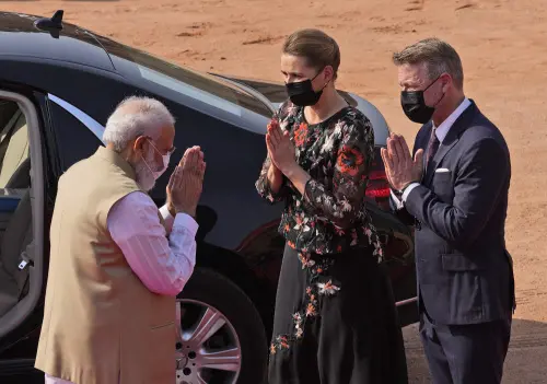 Narendra Modi with Danish PM Mette Frederiksen, center and her husband Bo Tengberg | AP