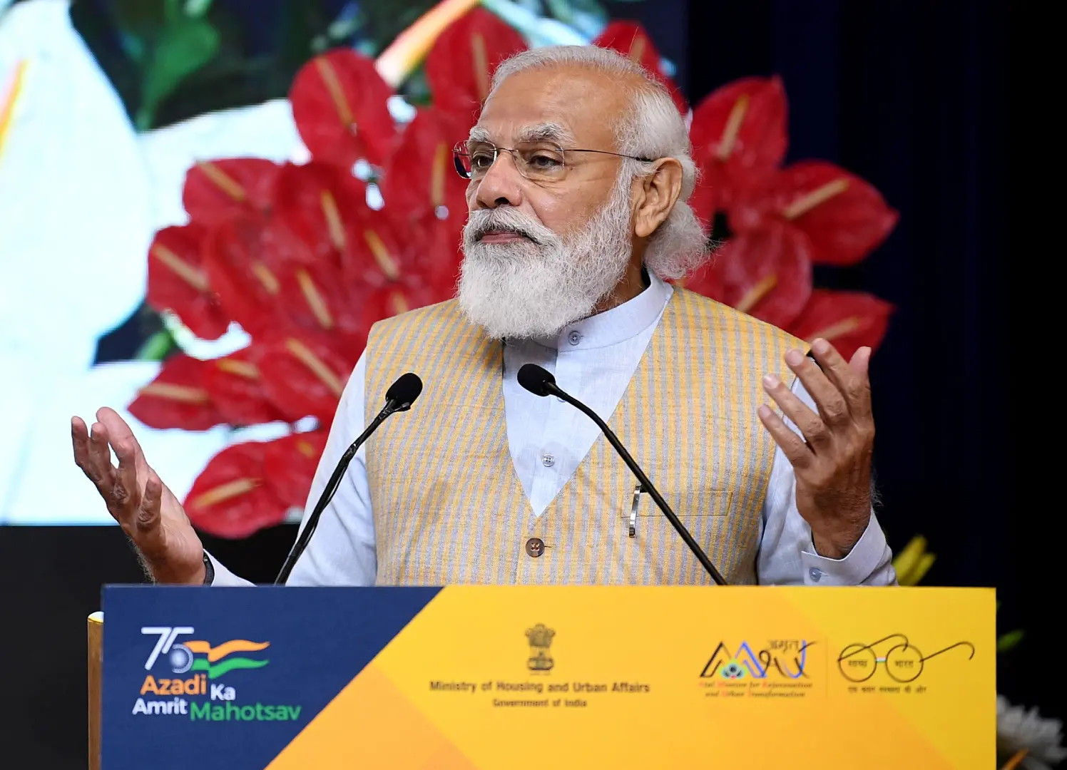 Prime Minister Narendra Modi addresses the launch of Swachh Bharat Mission Urban 2.0 and Atal Mission for Rejuvenation and Urban Transformation (AMRUT) 2.0 | Photo: ANI