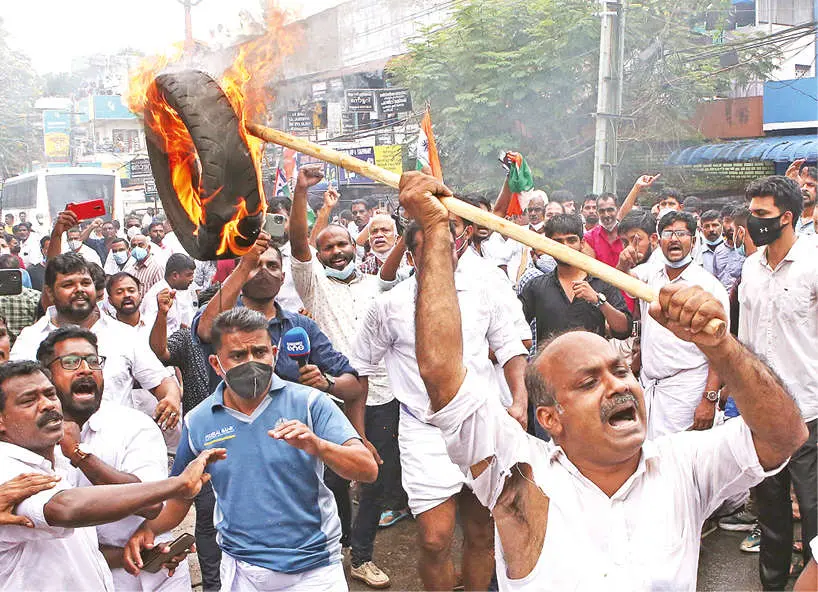 A scene from the protest site