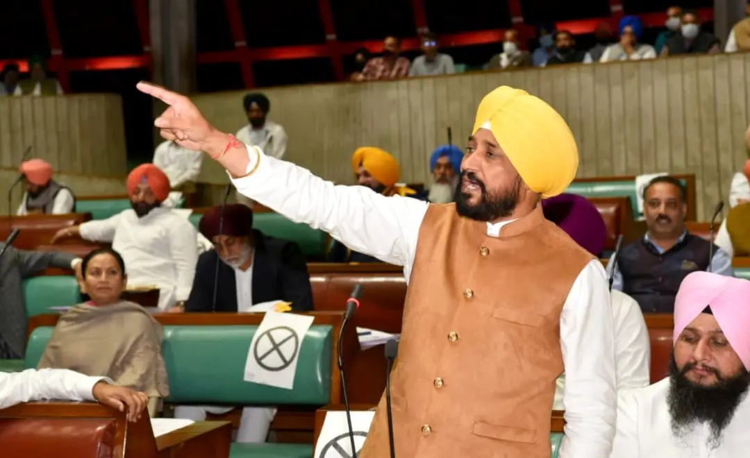 Punjab Chief Minister Charanjit Singh Channi speaks during the Punjab Assembly special session | ANI