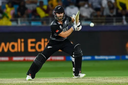 New Zealand's captain Kane Williamson plays a shot during the ICC men's Twenty20 World Cup final match between Australia and New Zealand at the Dubai International Cricket Stadium in Dubai on November 14, 2021. | Photo: AFP