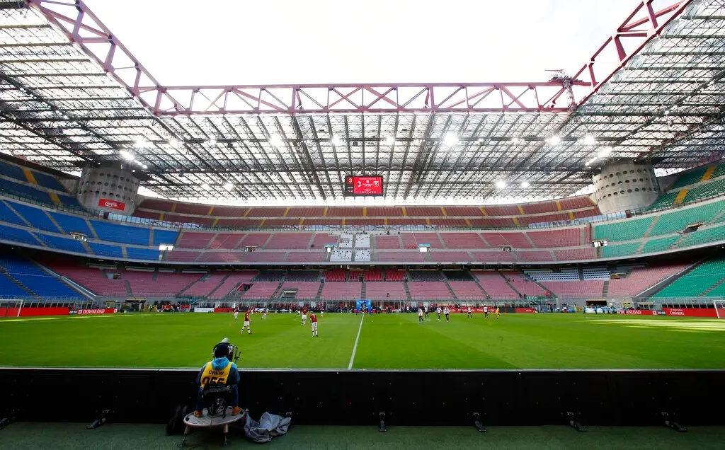 Empty San Siro stadium, in Milan, Italy (AP photo)