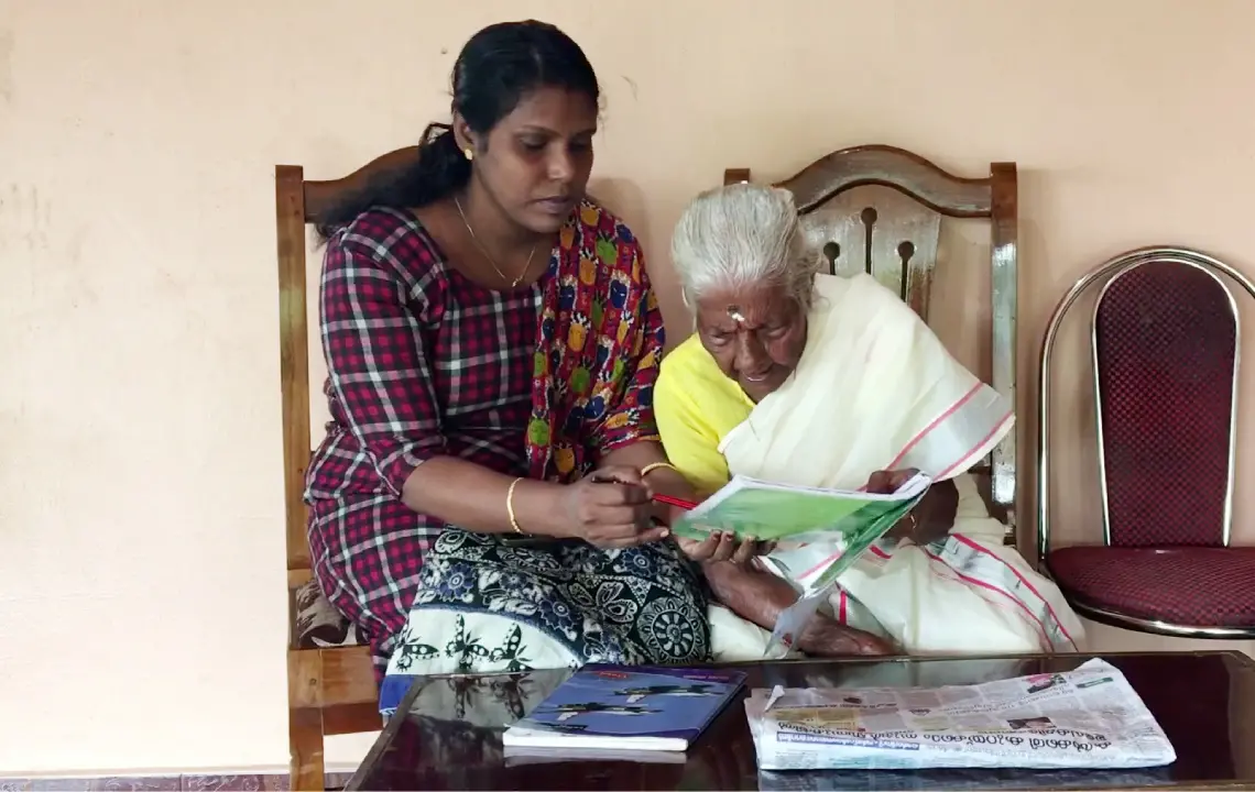 Kuttiyamma with her teacher Fehra John | Photo: ANI