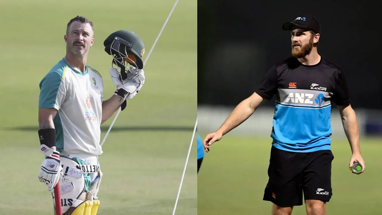 Australian player Matthew Wade (left) New Zealand captain Kane Williamson (right) during practice | Photo: AP, AFP