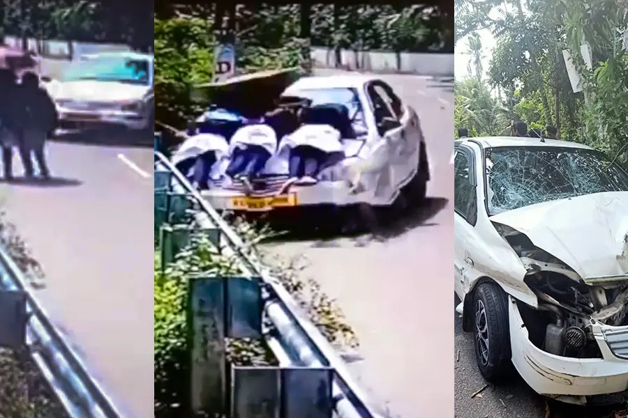 Overspeeding car rams into students in Cherthala; 8 injured | Video