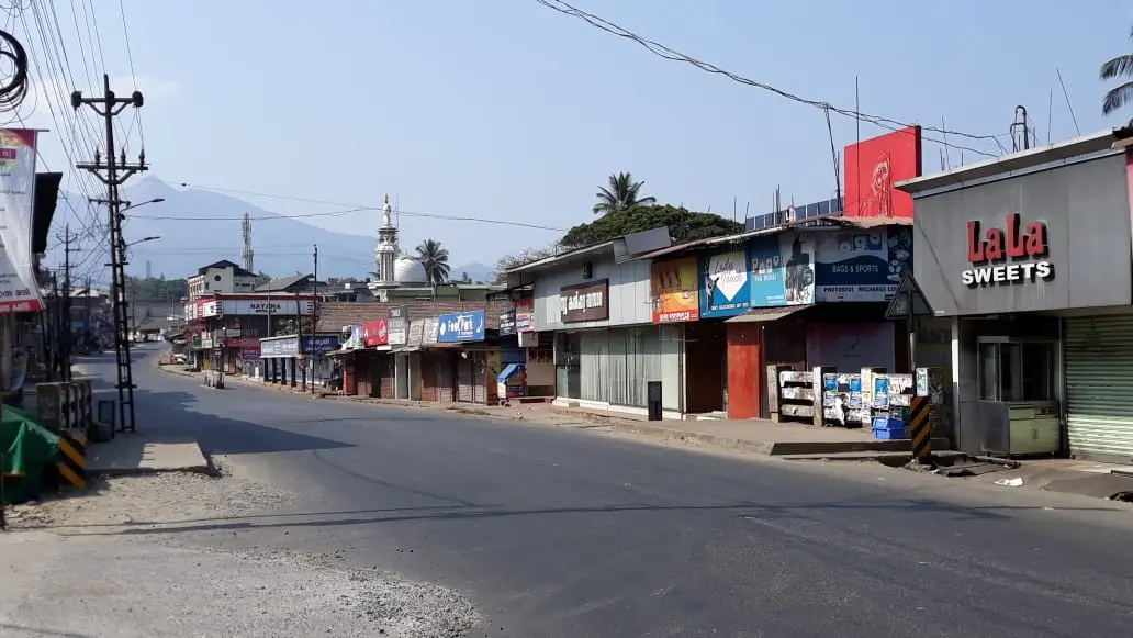 Deserted Kalpetta town following Janata Curfew (Photo: P. Jayesh)