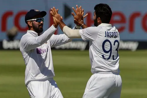 Jasprit Bumrah celebrates the dismissal | ANI