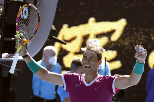 Rafael Nadal of Spain celebrates after defeating Marcos Giron | AP