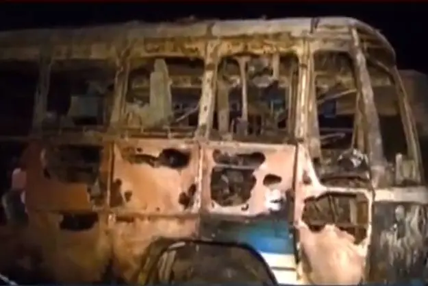 Cleaner burned to death after stationary pvt bus catches fire