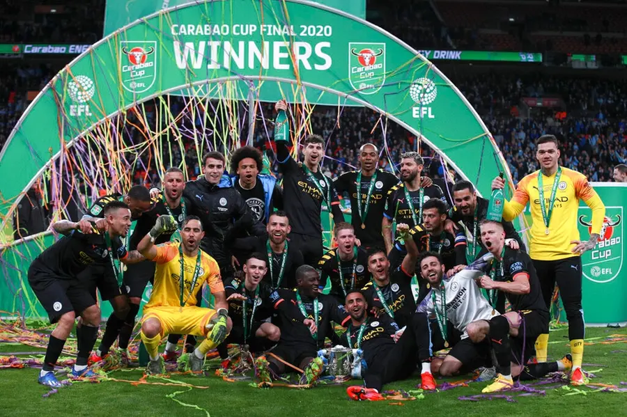 Man City beats Aston Villa 2-1, wins 3rd straight League Cup