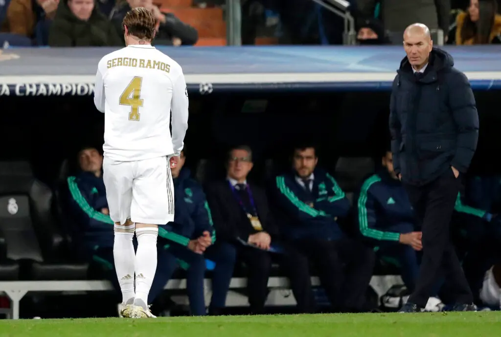 Sergio Ramos after he was sent off by the referee.(Photo- AP)