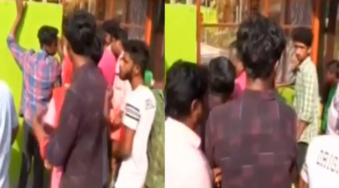 Locals staging a protest in front of Puthujeevan destitute home in Changanassery