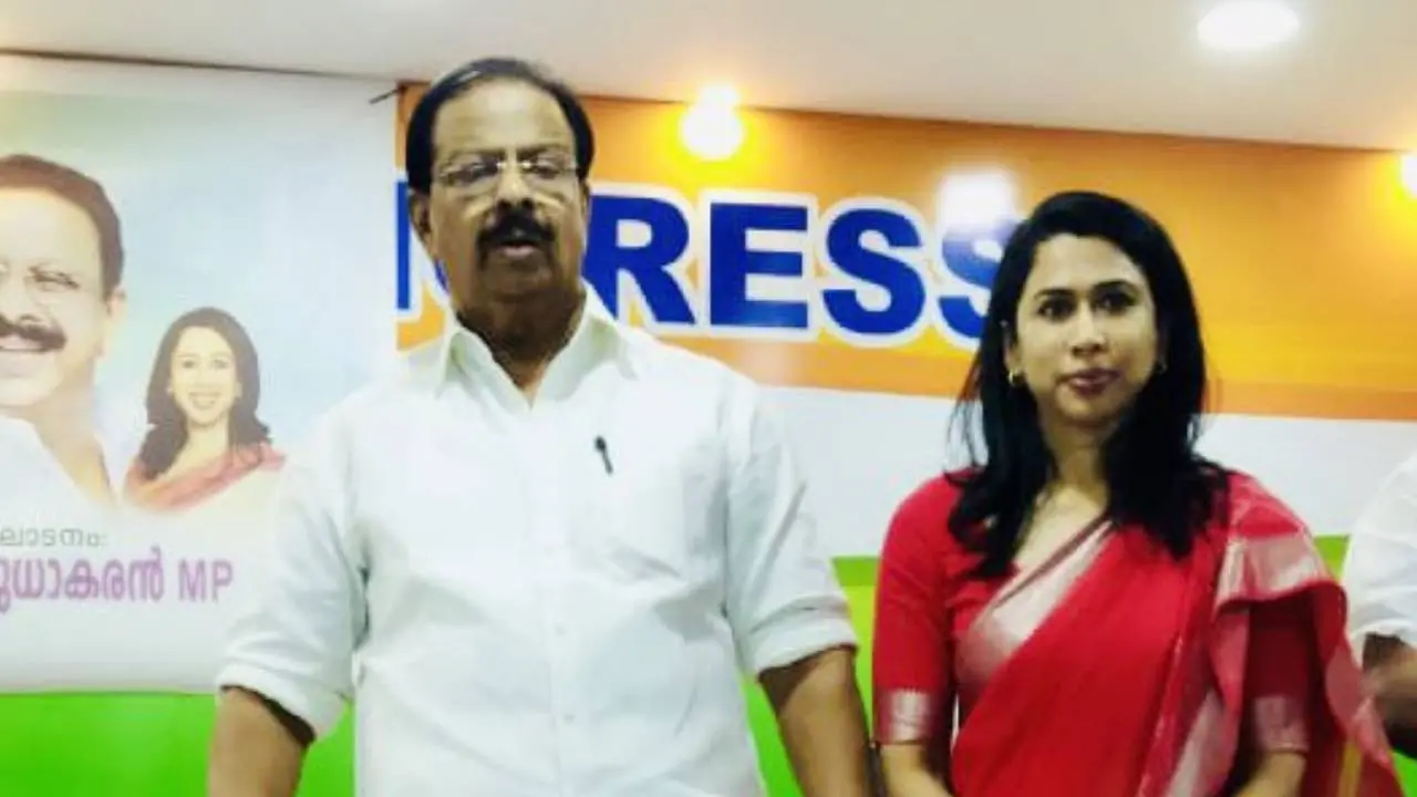 Shama Mohamed with K Sudhakaran | Photo: Twitter/Shama Mohamed