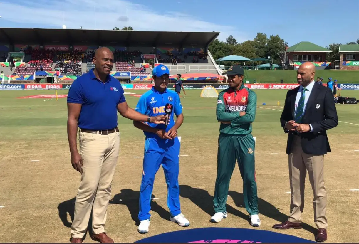 India and Bangladesh team captains at the toss. Photo- (ICC cricket World Cup Twitter)