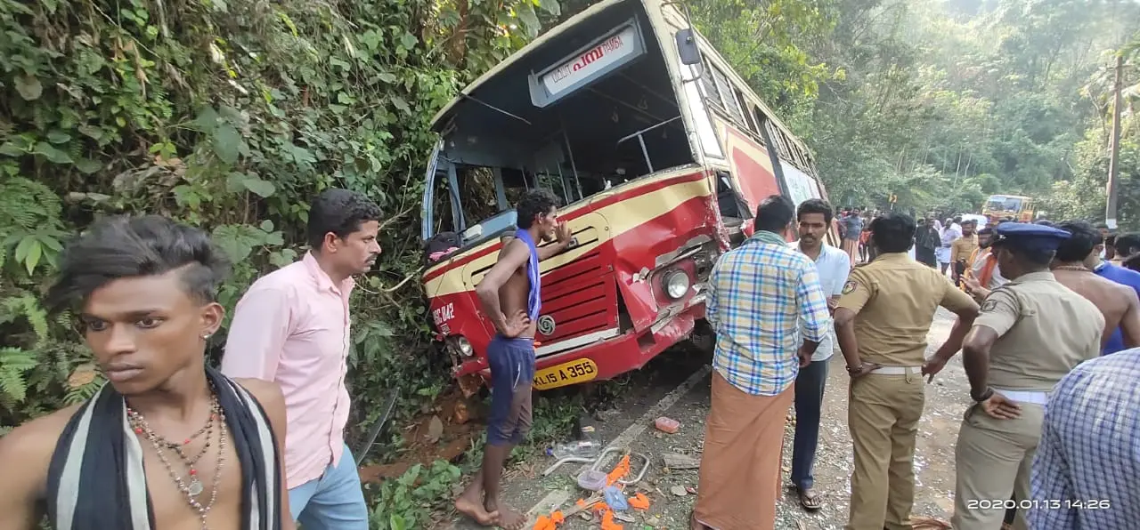 The KSRTC bus that met with an accident in Kanamala