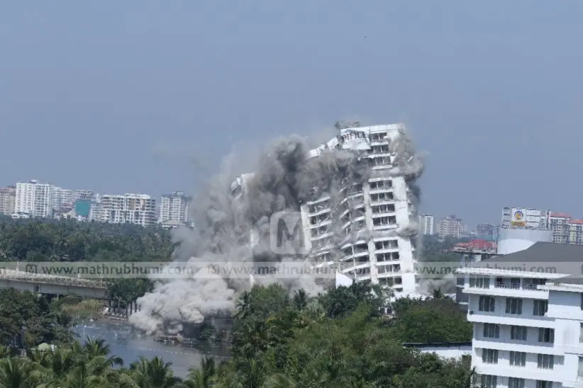 Holy Faith H2O flat razed down in Maradu. Photo:Sinoj VS