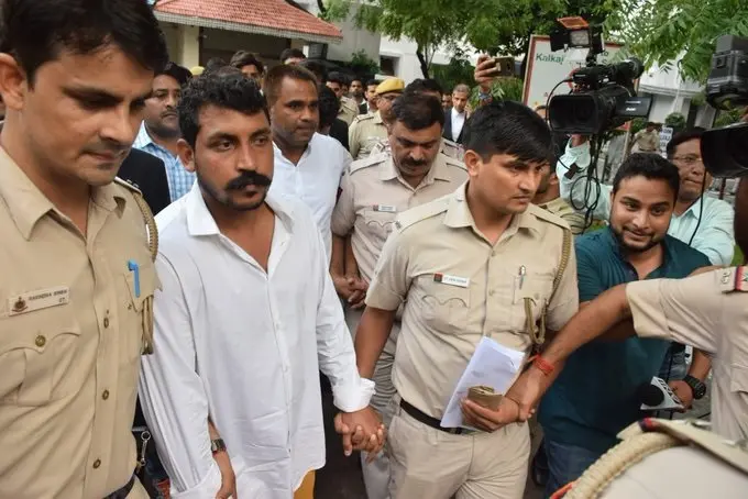 Chandrashekhar Azad being taken away by police (IANS file photo)