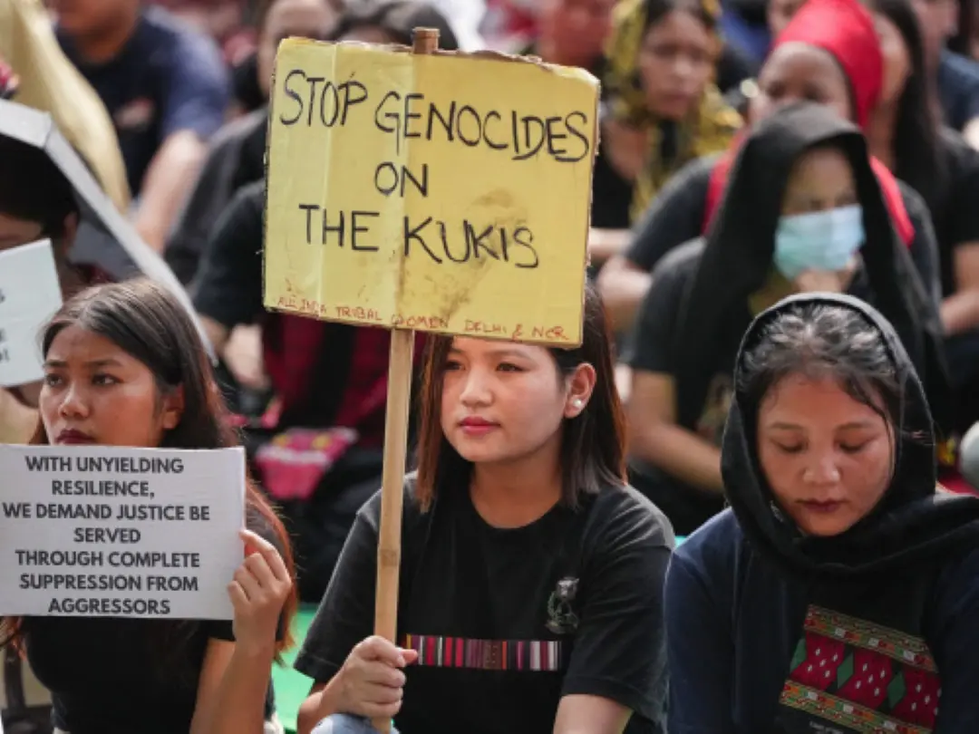 Members of the Kuki-Zo Women's Forum protest at Jantar Mantar | File Photo: PTI