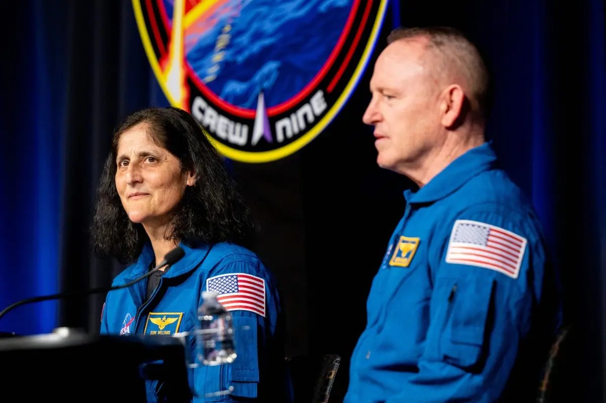 Astronauts Sunita 'Suni' Williams, and Barry 'Butch' Wilmore speak during a news conference at the NASA Johnson Space Center | Photo: AFP
