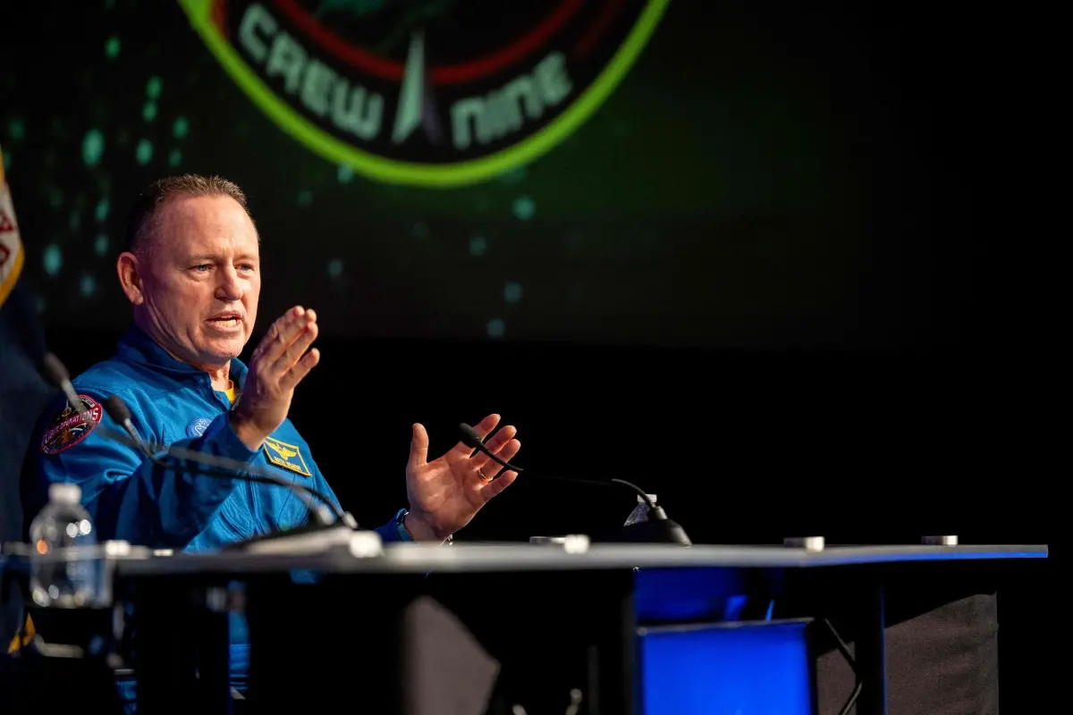 Barry 'Butch' Wilmore speaks during a news conference at the NASA Johnson Space Centre | Photo: AFP