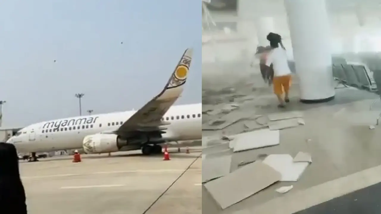 Earthquake visuals from Mandalay airport
