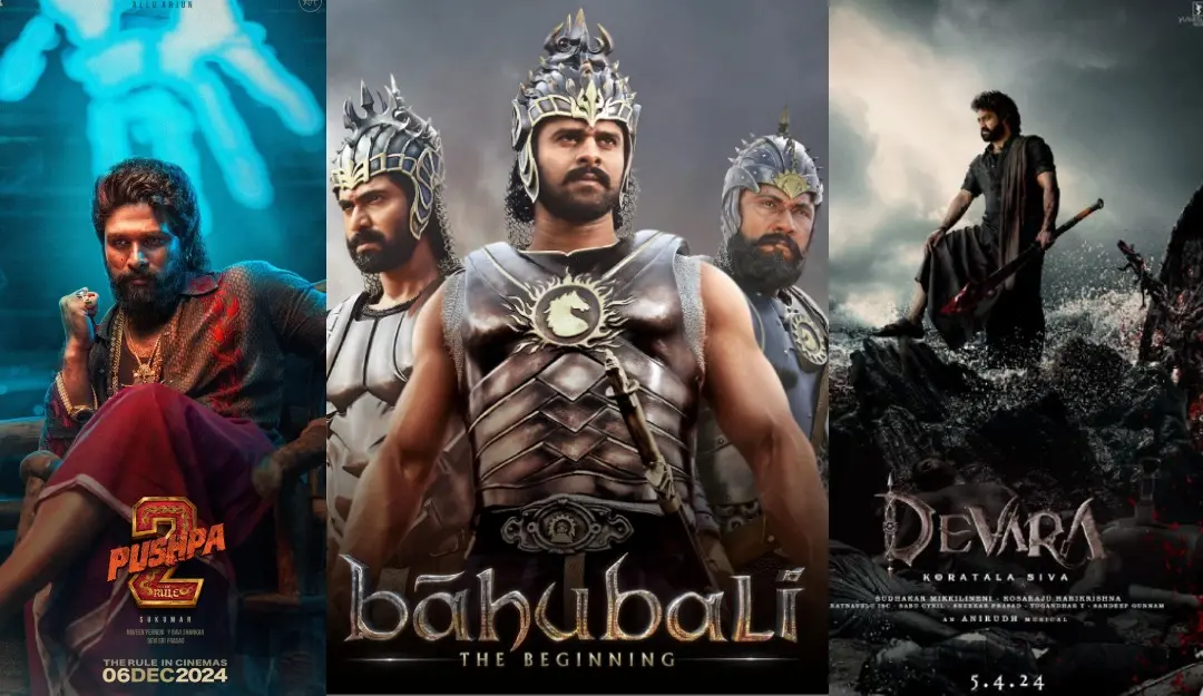 Pushpa, Bahubali, Devara posters