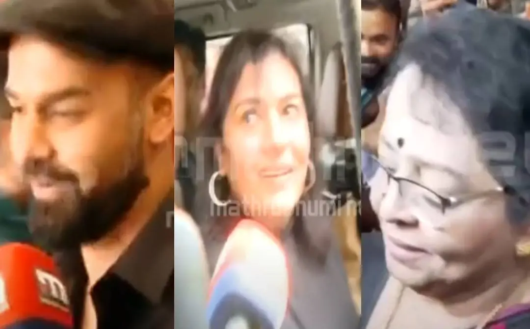 Pranav Mohanlal (L), Suchitra Mohanlal (C) and Mallika Sukumaran (R) | Photo: Screen grab of Mathrubhumi News