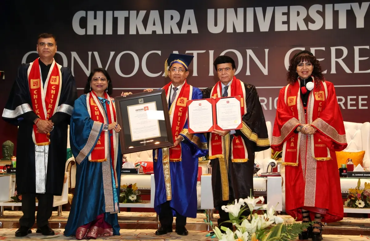 Chitkara University confers Honorary Doctorate on Joy Alukkas for 'Entrepreneurial Excellence'