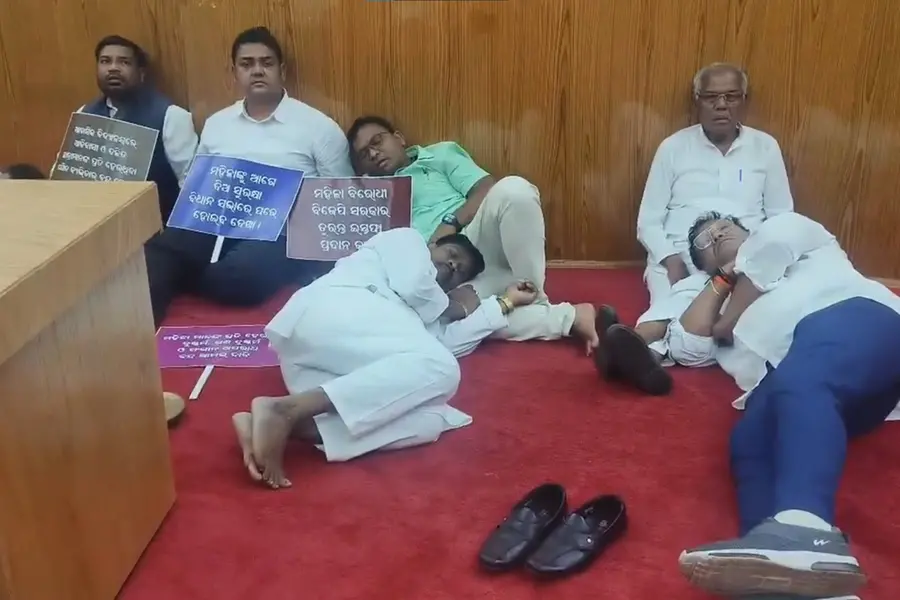 Odisha assembly chaos: 12 suspended Congress MLAs protest overnight, demand action on women's crime