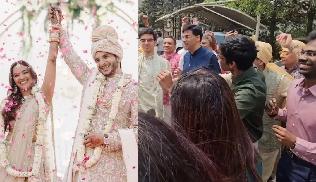 Vidit Gujarathi wedding, Praggnanandhaa and others dancing at the Baarat (Screengrab: Instagram)
