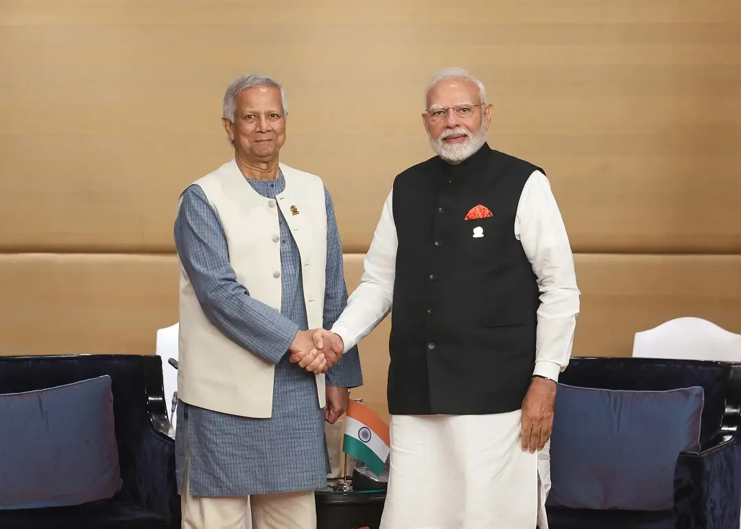 PM Modi and Muhammad Yunus, Chief Adviser of the People's Republic of Bangladesh, hold a meeting in Bangkok, Thailand. | Photo shared on X handle of ANI