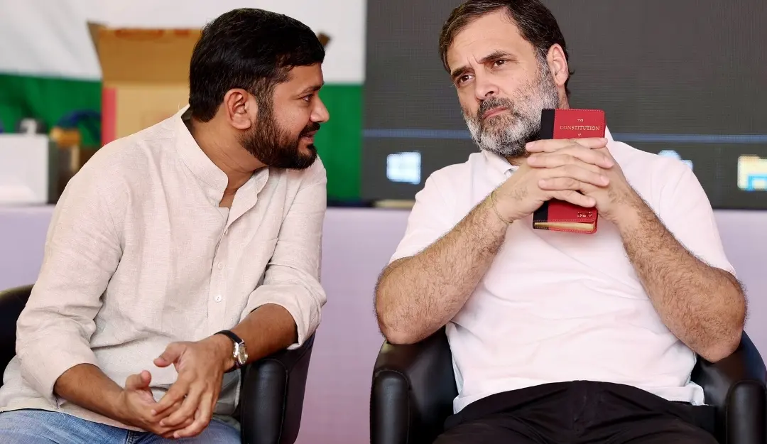 Lok Sabha LoP and Congress leader Rahul Gandhi in conversation with AICC NSUI in-charge, Kanhaiya Kumar. | File image: ANI