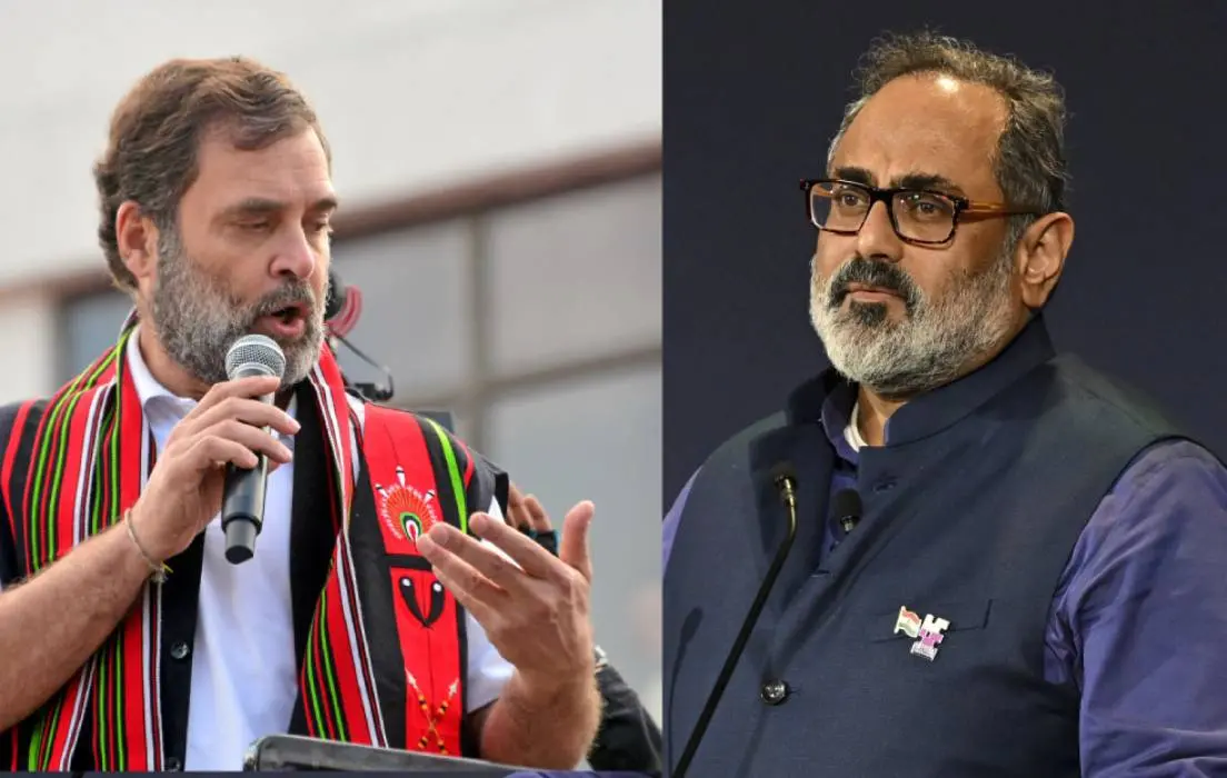 From (L) Rahul Gandhi and Rajeev Chandrasekhar | Photos: Agencies