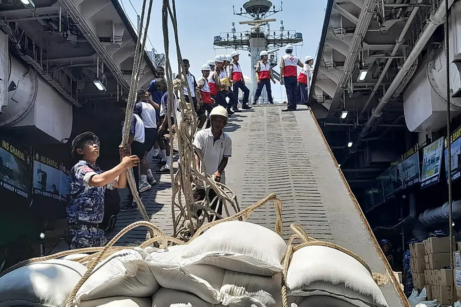 Indian Navy sends 442 tonnes of food aid to quake-hit Myanmar