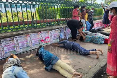 Women CPO rank holders stage circumambulation protest at Kerala Secretariat
