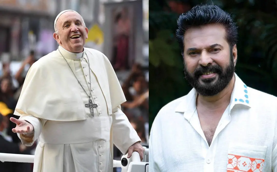 ഫ്രാൻസിസ് മാർപാപ്പ, മമ്മൂട്ടി | ഫോട്ടോ: AFP, Facebook