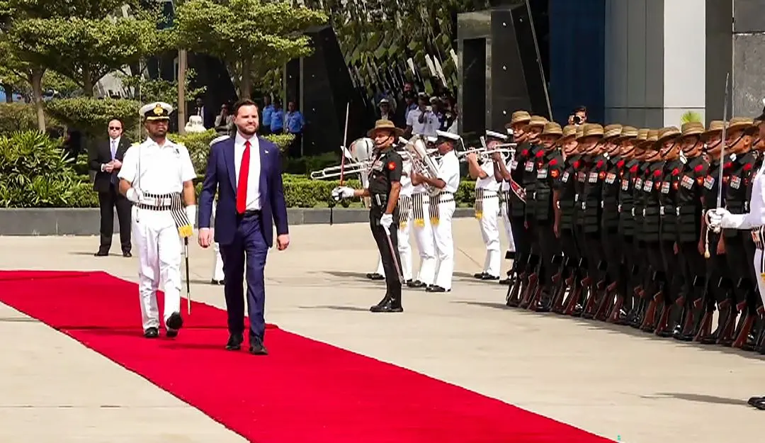 US Vice President J.D. Vance being accorded a ceremonial Guard of Honour (Photo: PTI)