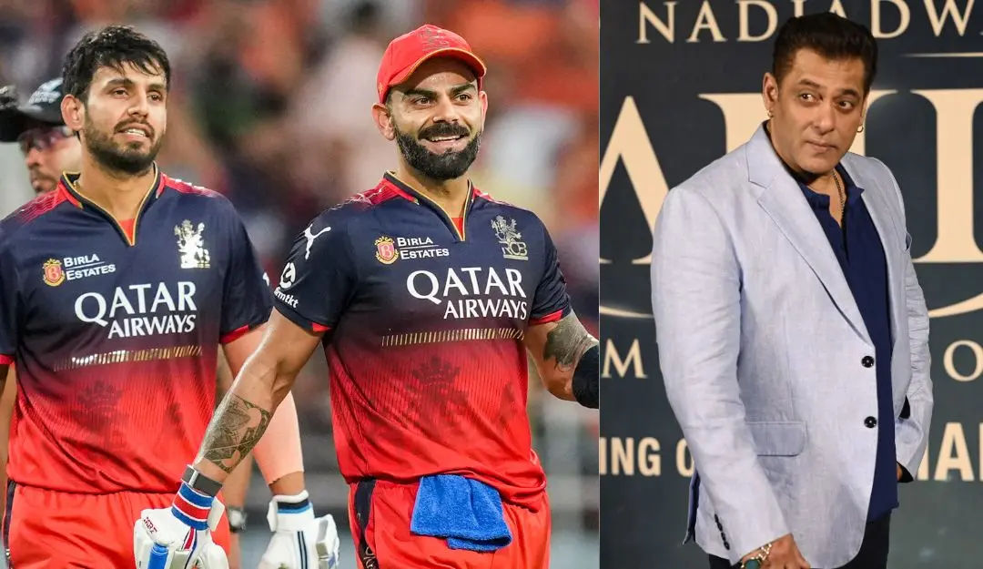 RCB's Virat Kohli and Jitesh Sharma (L) and Salman Khan (R) | Photo: PTI, AFP