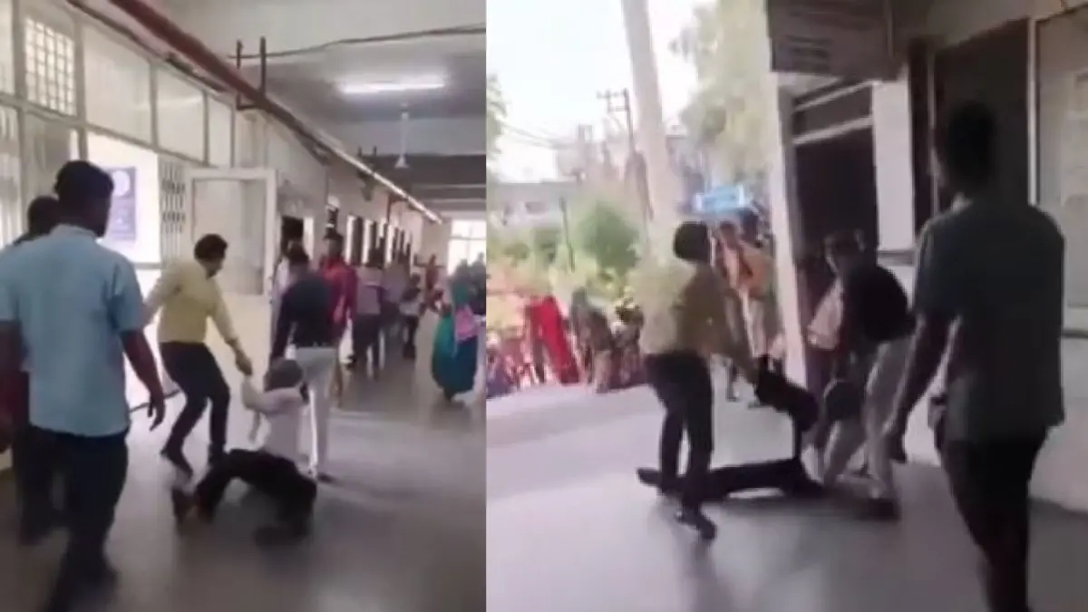 A screengrab from the viral video showing a 70-year-old man being dragged by hospital staff