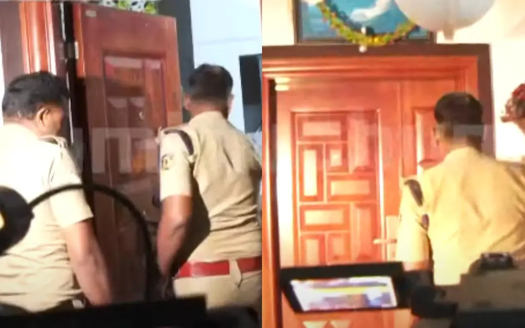Police arrive at Shine Tom Chacko's house | Photo: Screen grab/ Mathrubhumi News