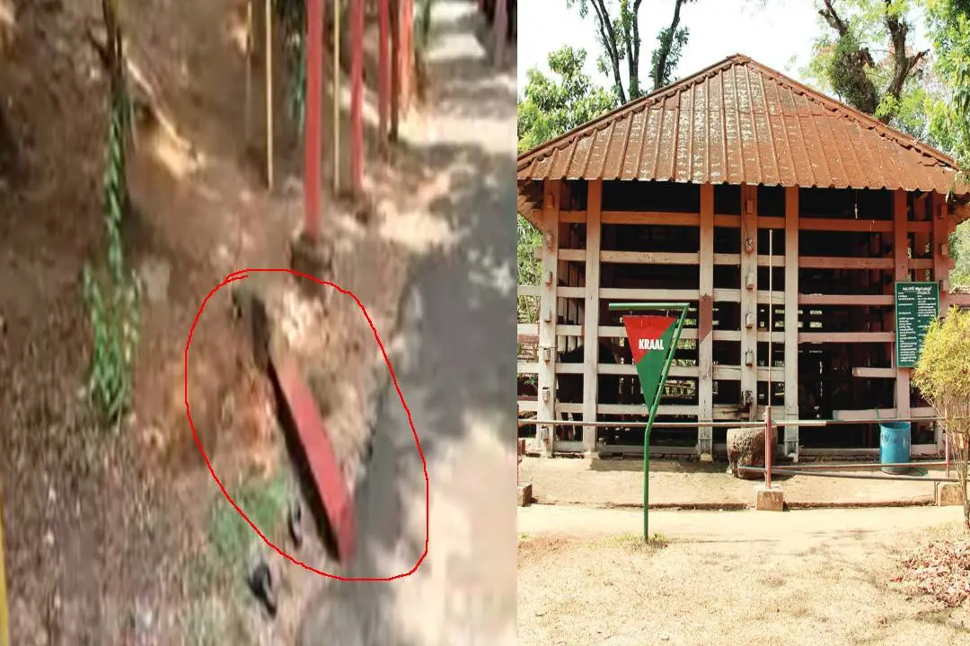 The concrete pillar that fell on the child at Konni Elephant Camp