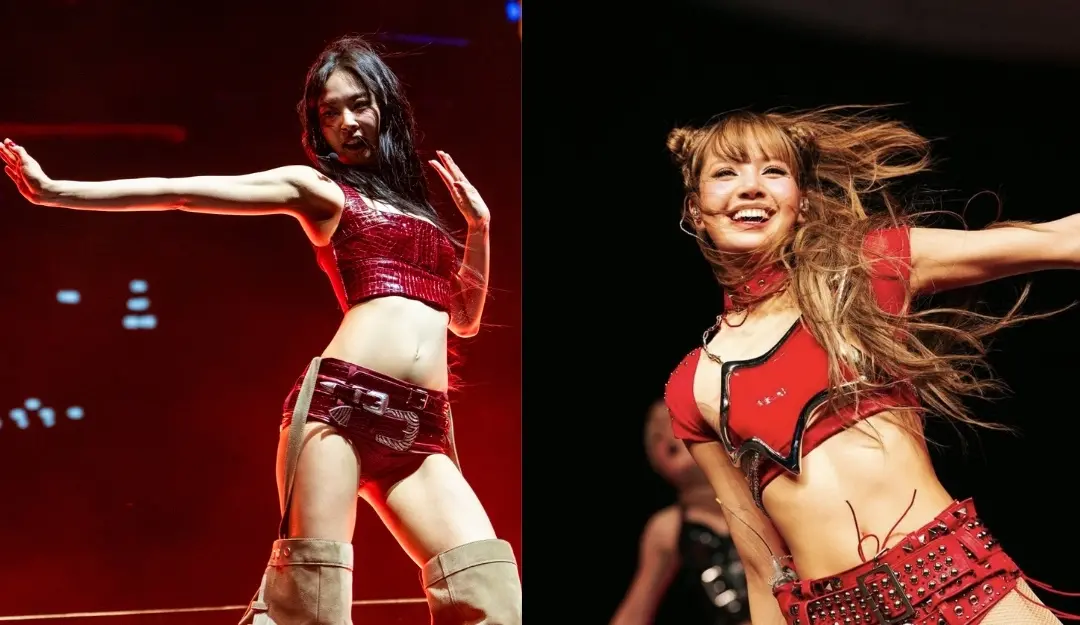 K-pop band Blackpink members Jennie(L)and Lisa(R) perform during the Coachella Valley Music and Arts Festival 2025. |PHOTO: AFP