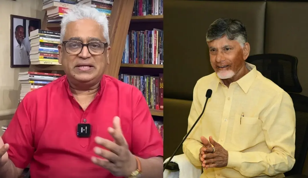 News persona Rajdeep Sardesai and Andhra Pradesh CM Chandrababu Naidu.