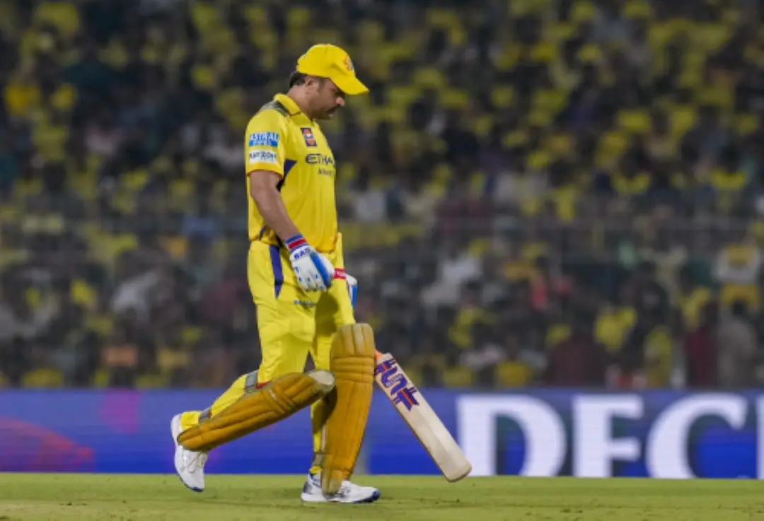 Chennai Super Kings' captain MS Dhoni returns to pavilion after his dismissal by Kolkata Knight Riders' Sunil Narine during an Indian Premier League (IPL) 2025 T20 cricket match between Chennai Super Kings and Kolkata Knight Riders, at the MA Chidambaram Stadium in Chennai. | Photo: PTI
