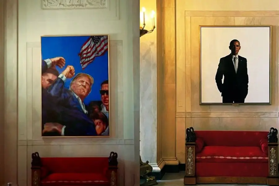 Trump’s iconic rally image now a White House painting; Obama’s moved to entrance hall